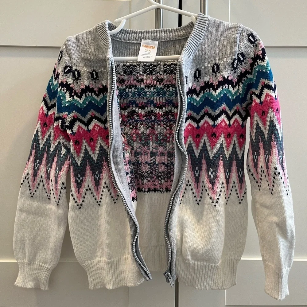 Gymboree XS (4) zip up fair isle sweater